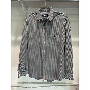 Rock Hampton Polo Team Button-Down Dress‎ Shirt Men's Black Plaid Size Large